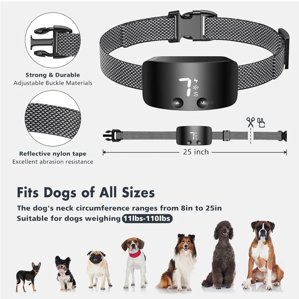 Bark Collar for Dogs,Rechargeable Anti Barking Training‎ Collar  (Black)
